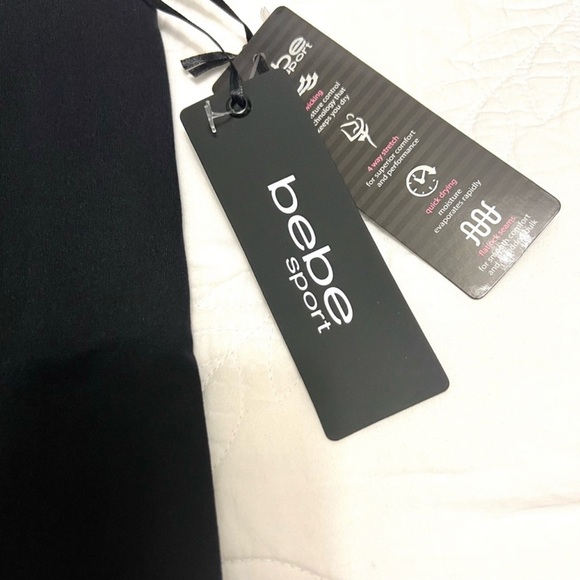 NWT BEBE SPORT LASER CUT LOGO BLACK CAPRI LEGGINGS - Picture 6 of 10